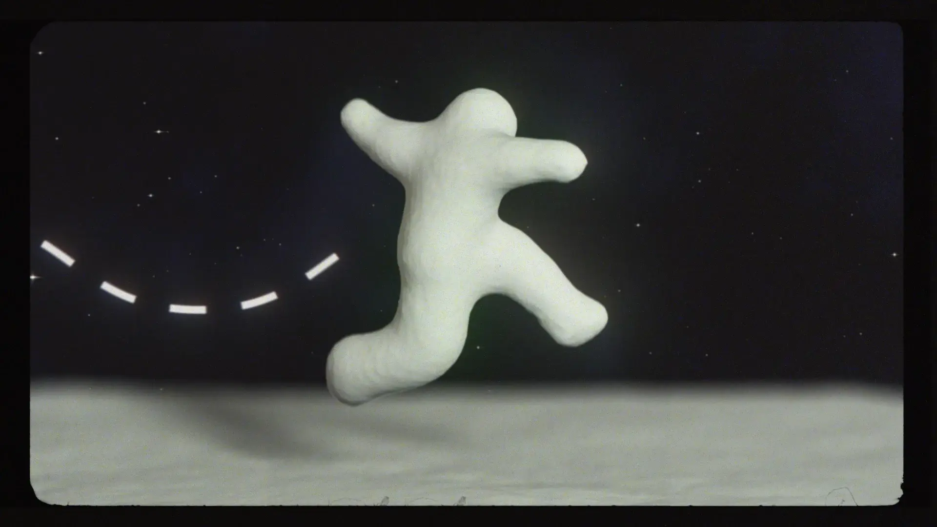 Still frame from the How Orbits Work animation, illustrating orbital mechanics in a 1960s stop motion style.